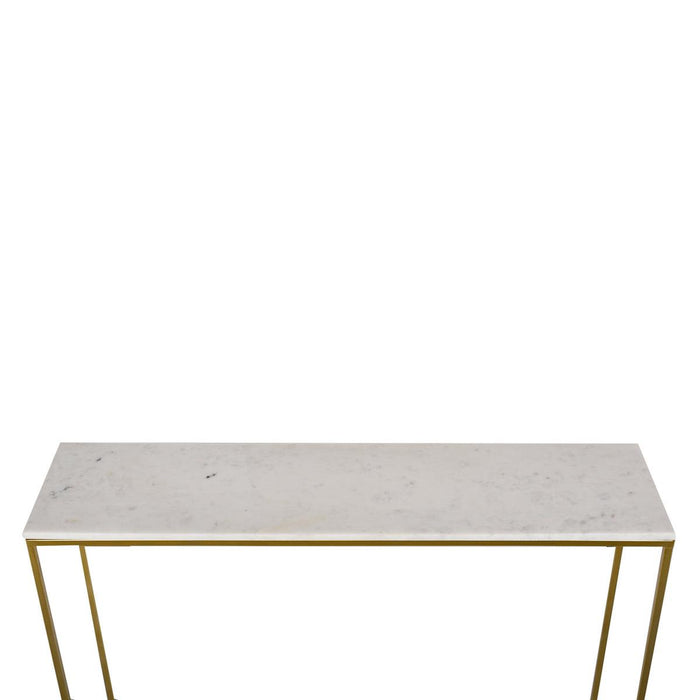 Nested Console Table Marble Top Gold Finish Legs Set of 2