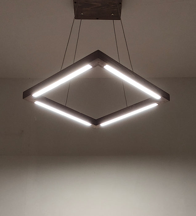 Atrium Triangular Brown LED Hanging Lamp