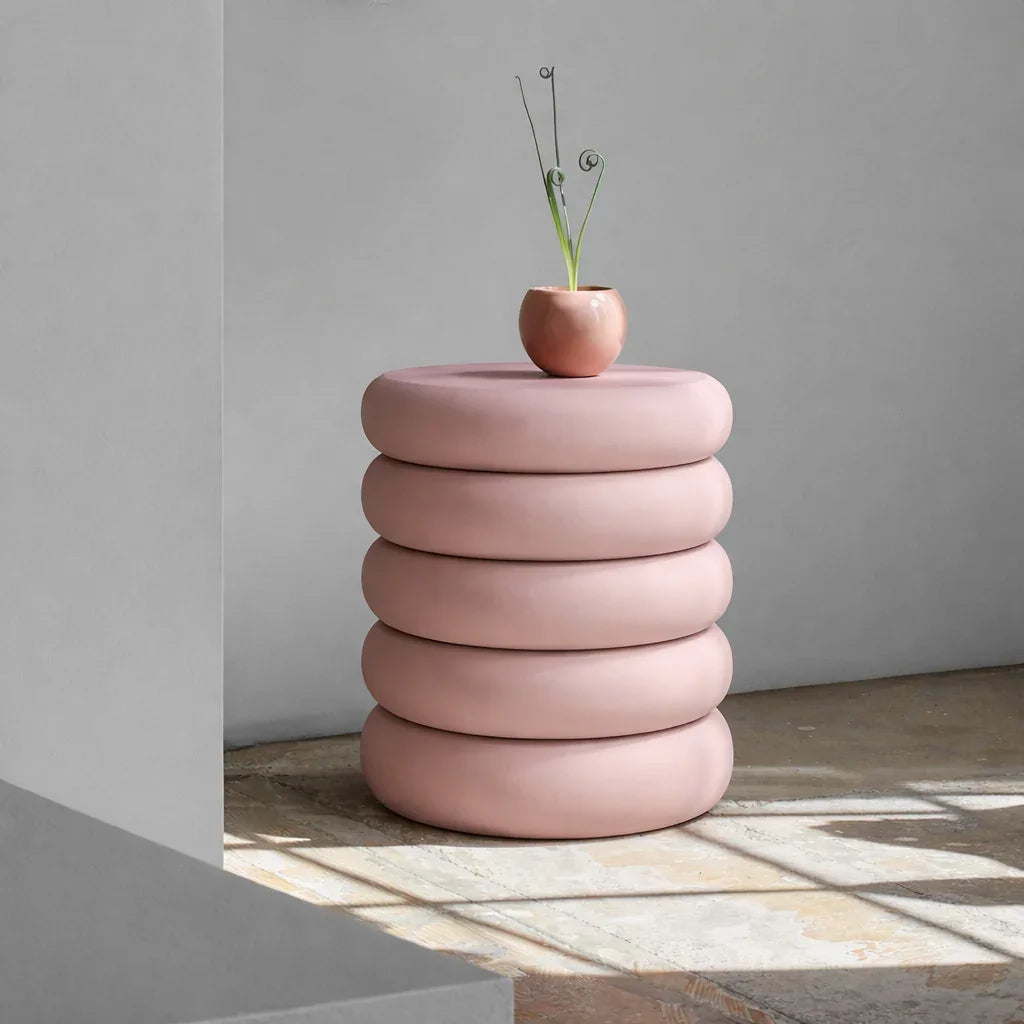Sage Mist & Blush Rose Iron Side Table | Modern Metal Accent Table for Living Room