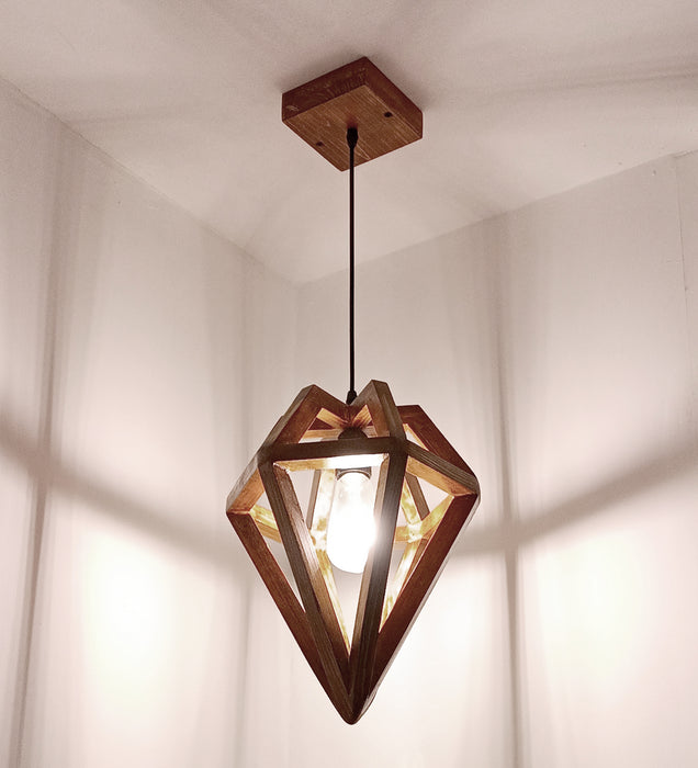 Gem Brown Wooden Single Hanging Lamp