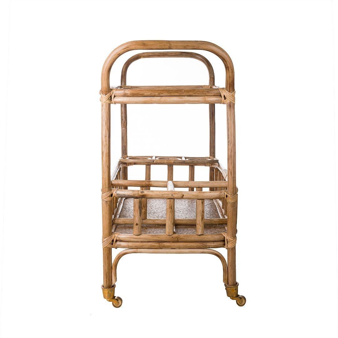 Bali Bamboo Bar Trolley | Kitchen Trolley | Serving Trolley with Wheels