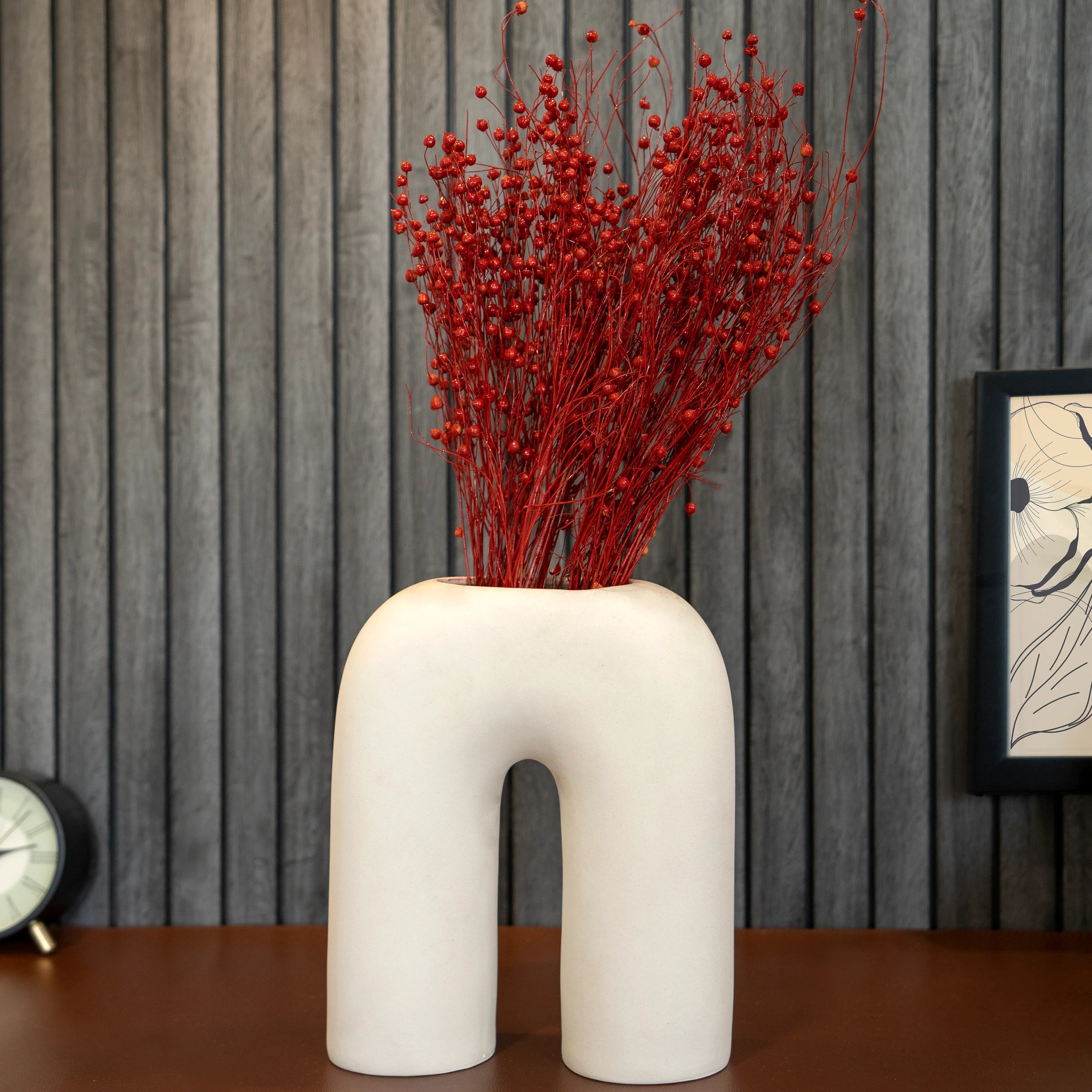 Linum Red Flax Bunch for Plant Vase | Artificial Flower Decor