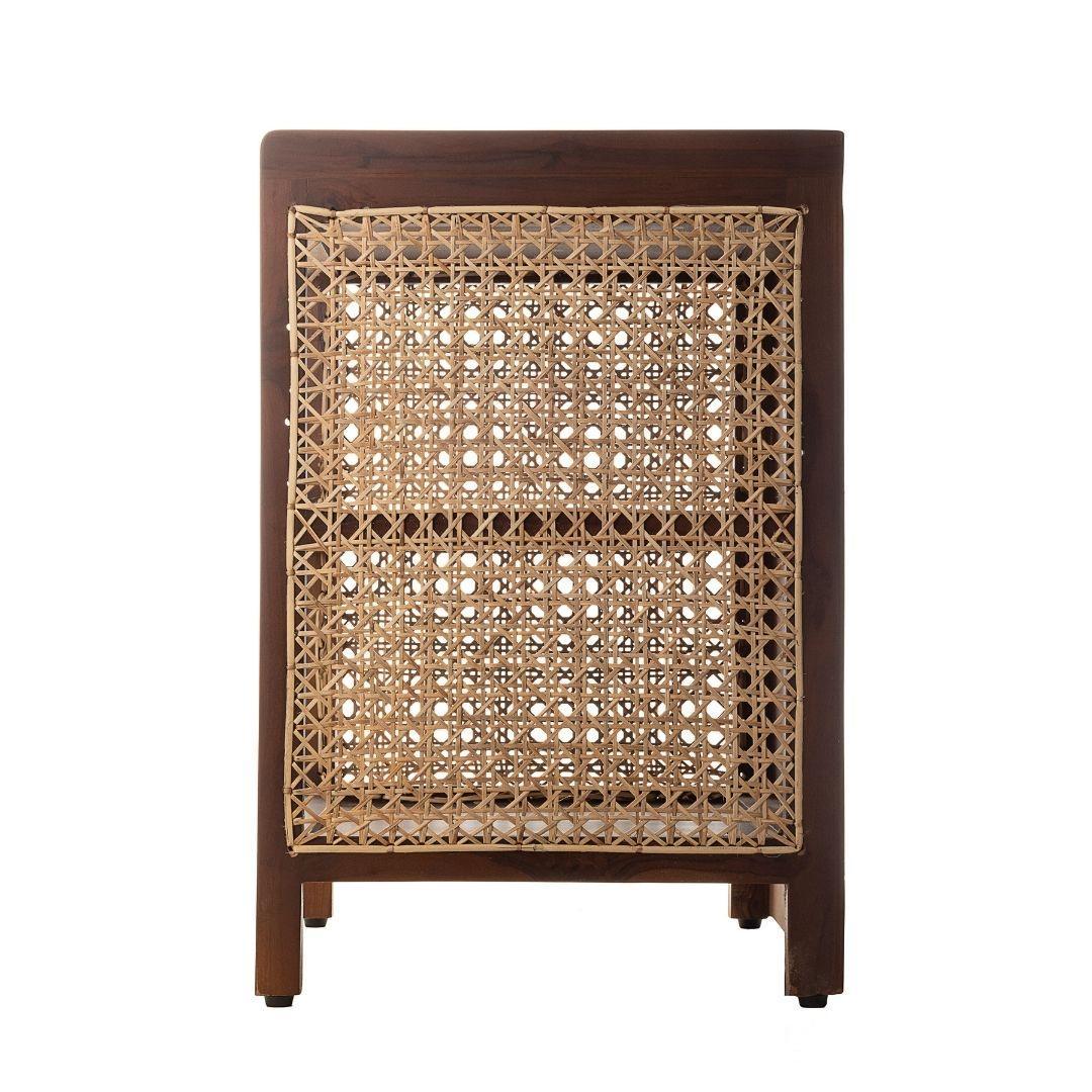Asbury Vintage Cane Side Table | Wooden Accent Table for Living Room