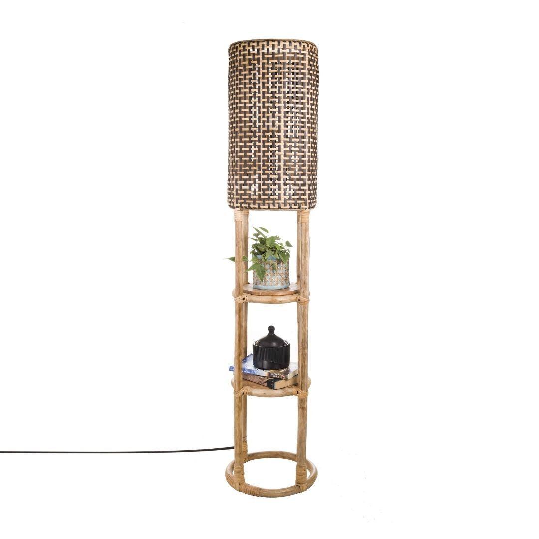 Dawki Bamboo & Cane Floor Lamp | Standing Light for Living Room & Home Decoration