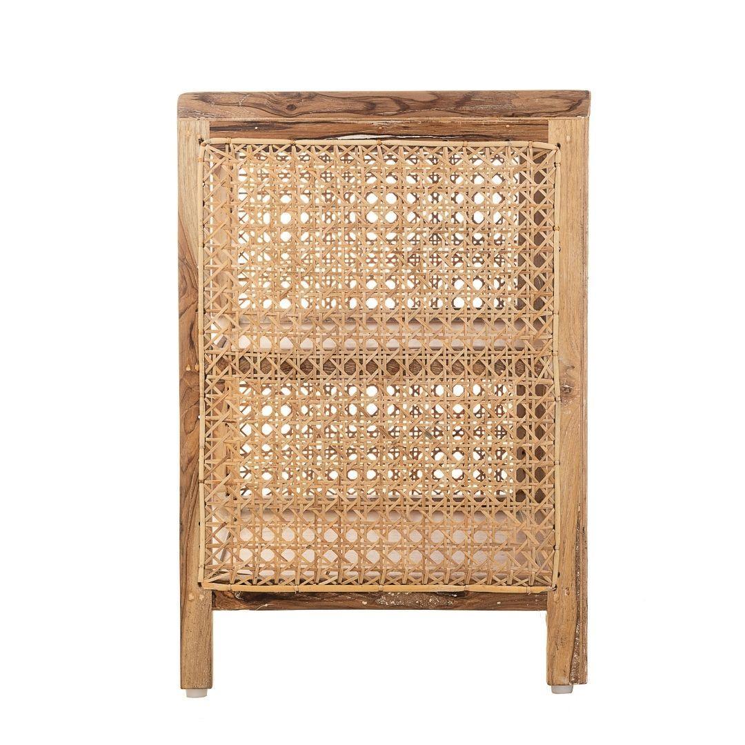 Asbury Vintage Cane Side Table | Wooden Accent Table for Living Room