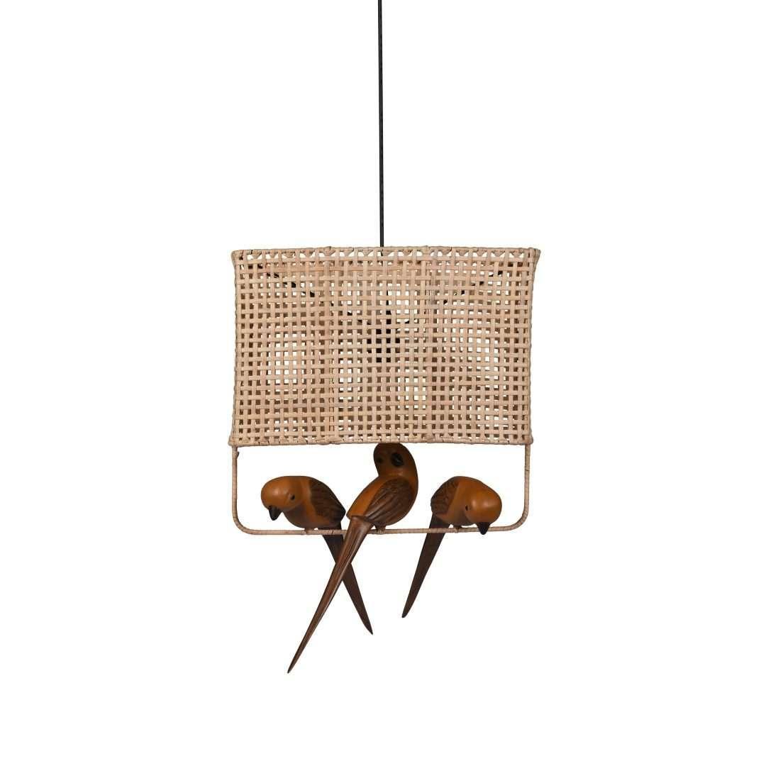 Birdie Cane Pendant Lamp | Bamboo Hanging lamp for Living room | Teakwood Hanging Light