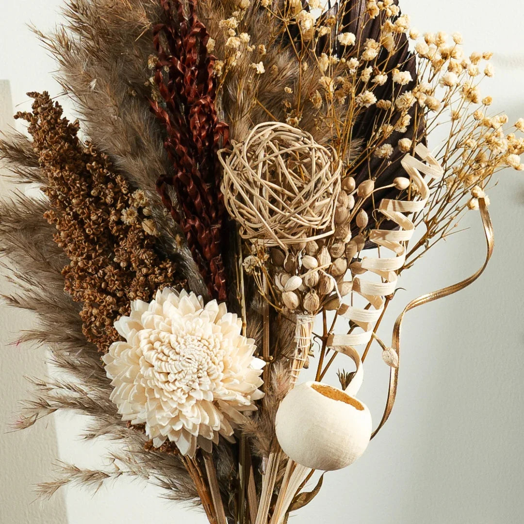 Ivory Wild Bunch Dried Flower Bouquet | Neutral Rustic Decor & DIY Wedding Flowers