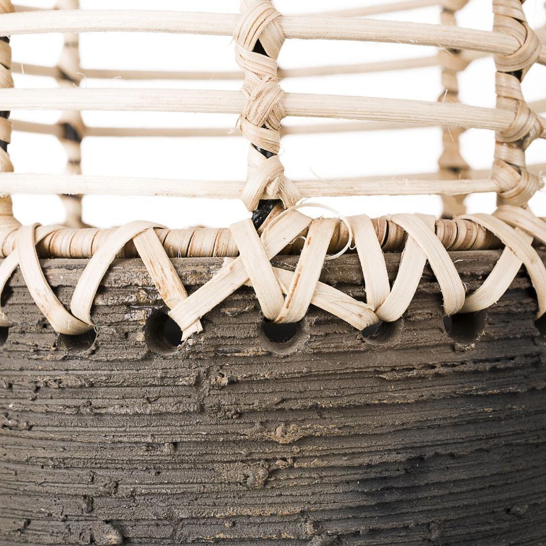 Nongpoh Terracotta & Cane Table Lamp | Desk Lamp for Study, Office & Bedroom