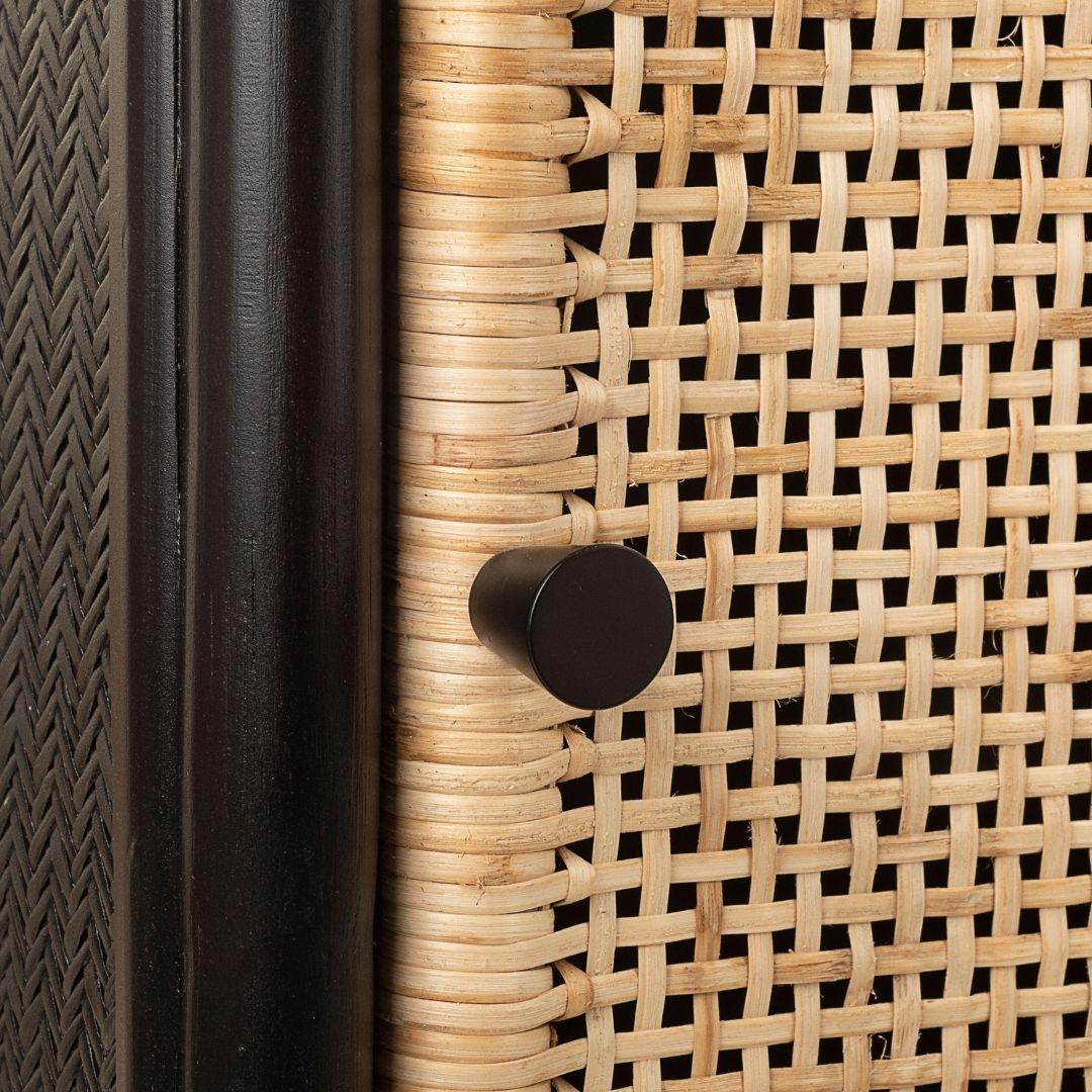 Onyx Cane & Bamboo Side Table, Bedside Table | Handcrafted Boho Accent Table