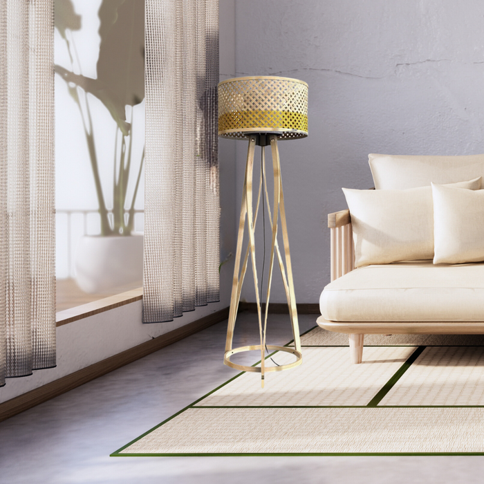 Bamboo Wooden Floor Lamp | Standing Light For Home Decor & Living Room