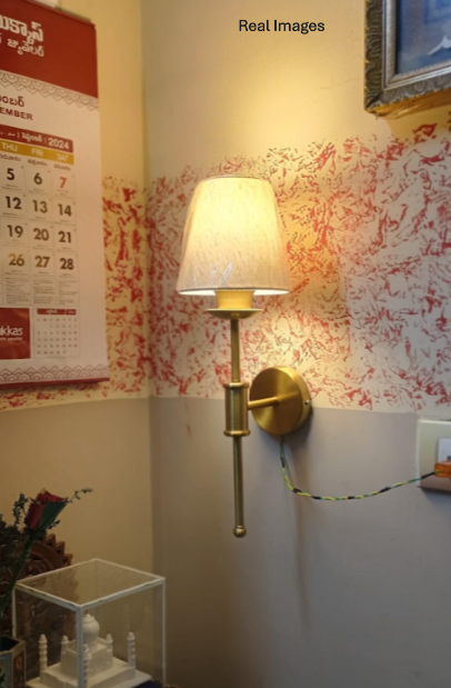 Brass Antique Finish Spacer Wall Lamp with Off White Shade | Wall lIght Lamp