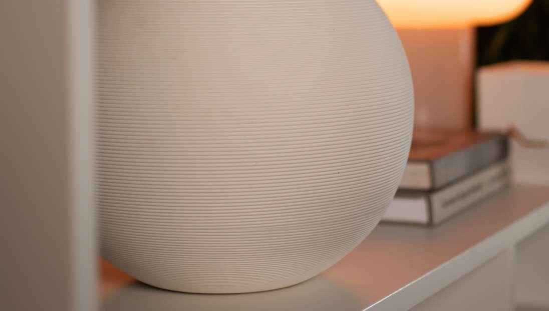 Moon Modern Round Ceramic Flower Vase for Tabletop & Centerpiece Decor | Minimalist Ceramic Home Décor Vase