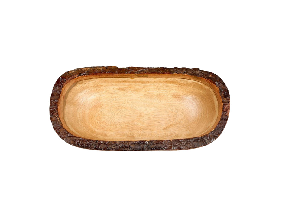 Acacia Wood | Oval Shape Serving bowl | Fruits bowl | for Dining Table Home and Kitchen Decor | Natural (Set of 2)