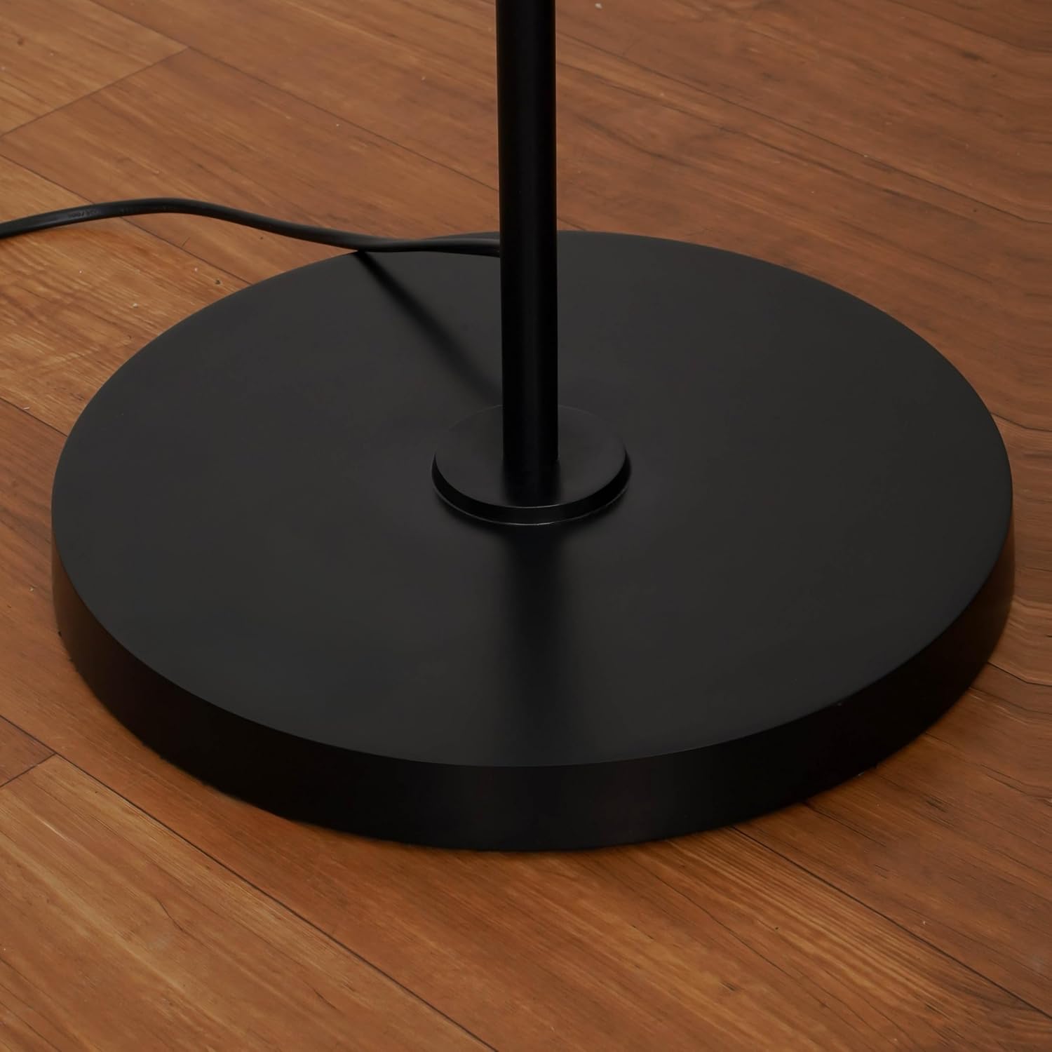 Black Polished Modern Arc Floor Lamp with Adjustable Shade 6Ft Height with 12 inches Off White Drum Lampshade Pack of 1 - Led Bulb Included