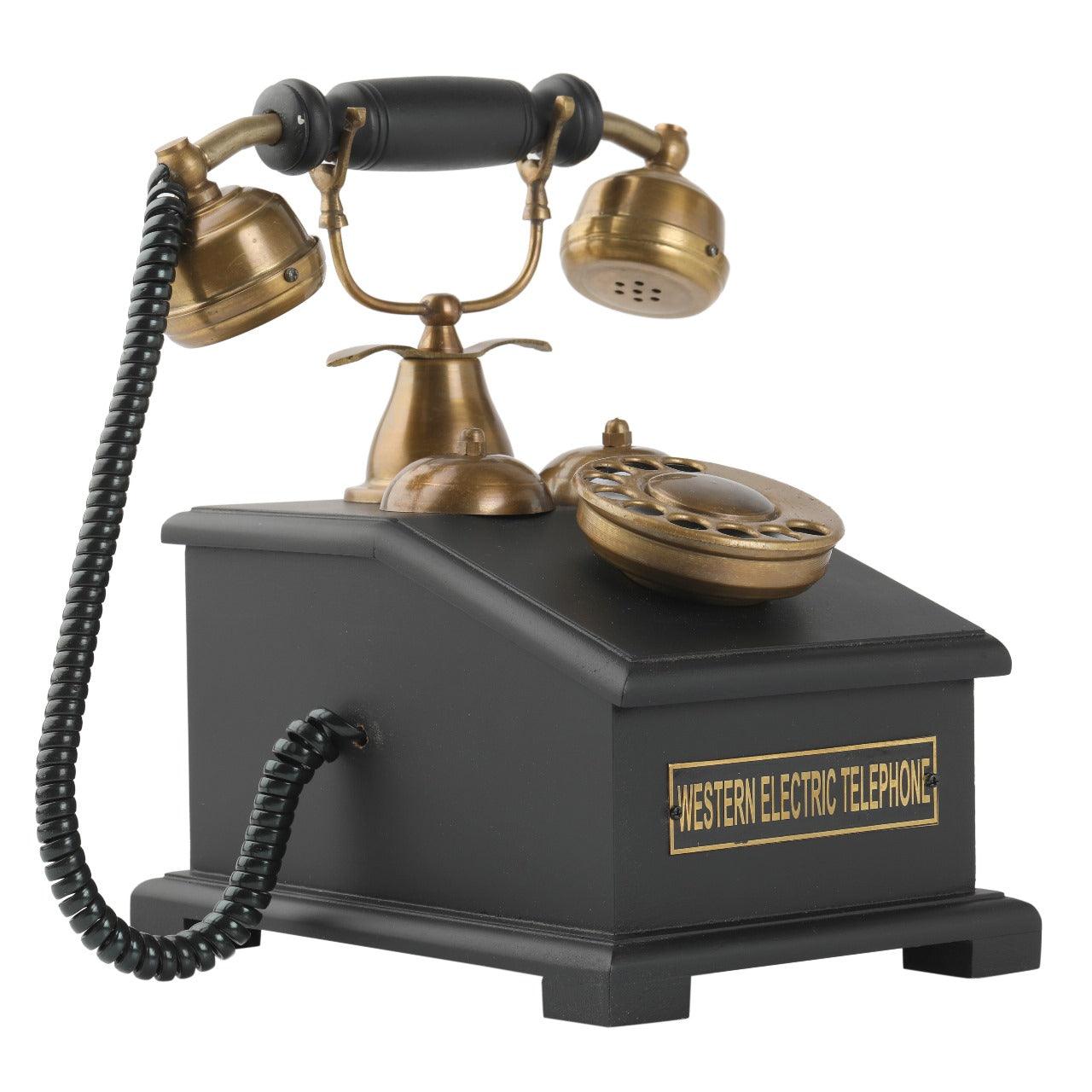 Vintage Style Decorative Telephone - Brass and Wood Construction