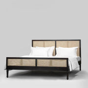 Leena Solid Wood Rattan Bed