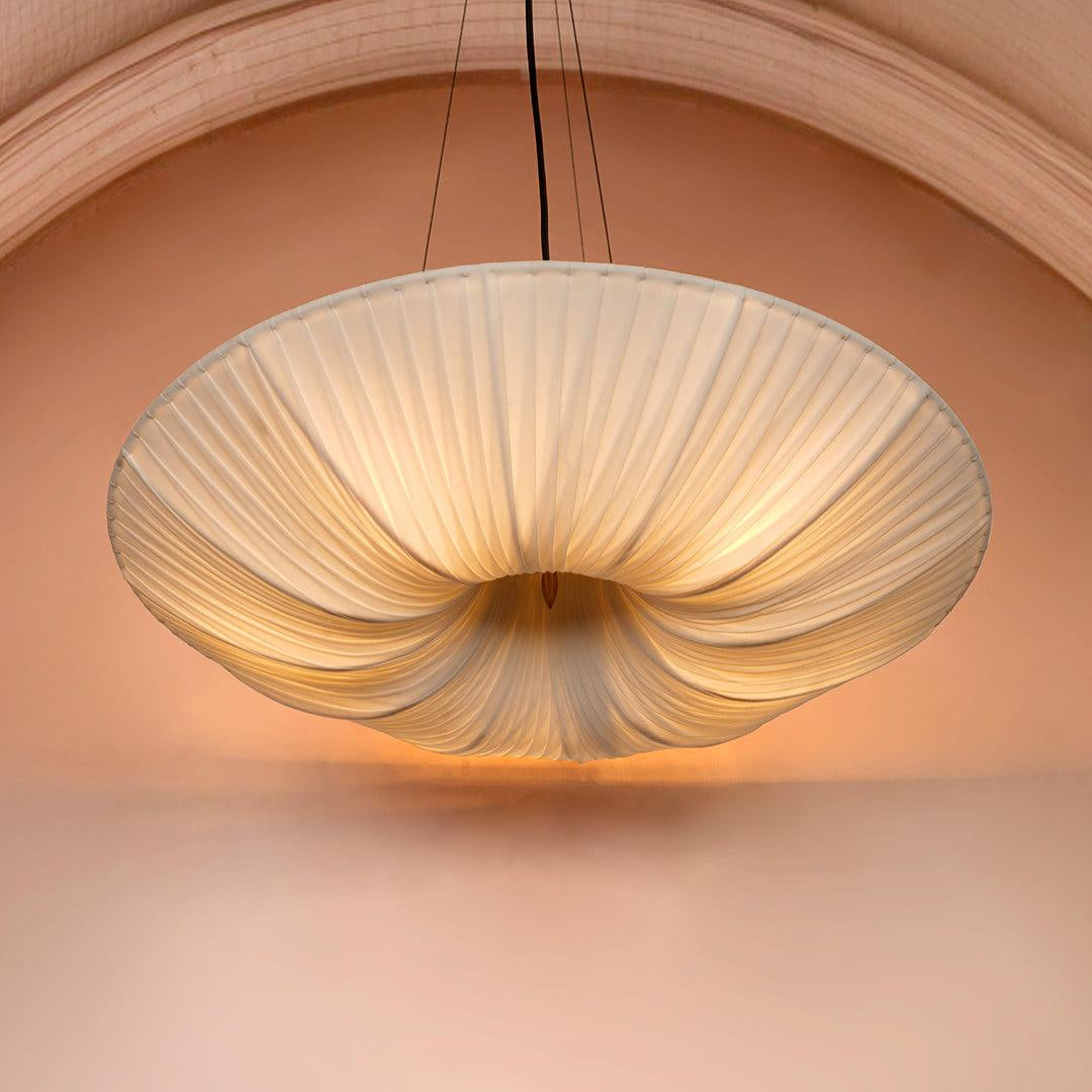 Pleated Fabric Saucer Pendant Light