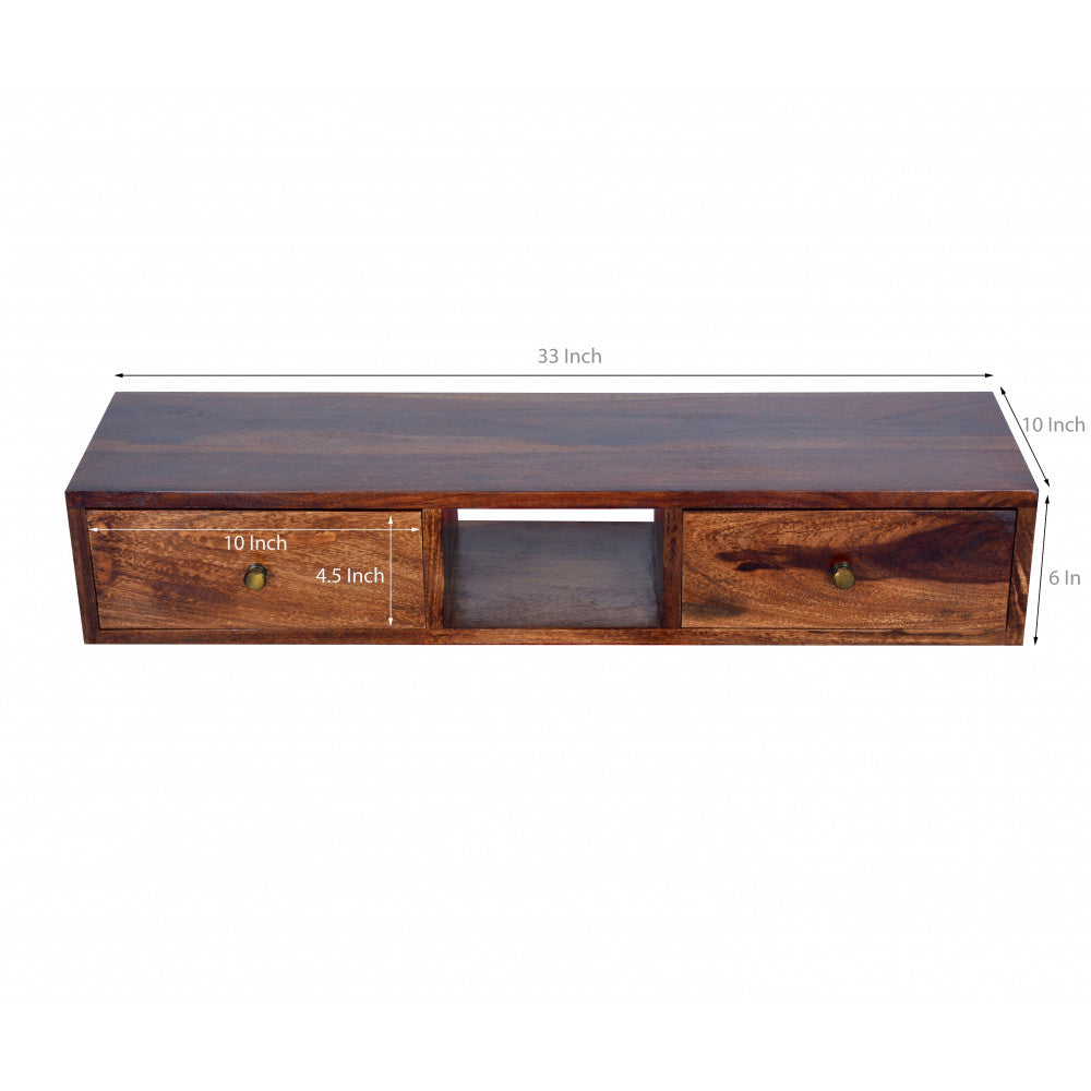 Lublin Wallshelf | Tv Unit With Two Drawer | Sheesham Wood