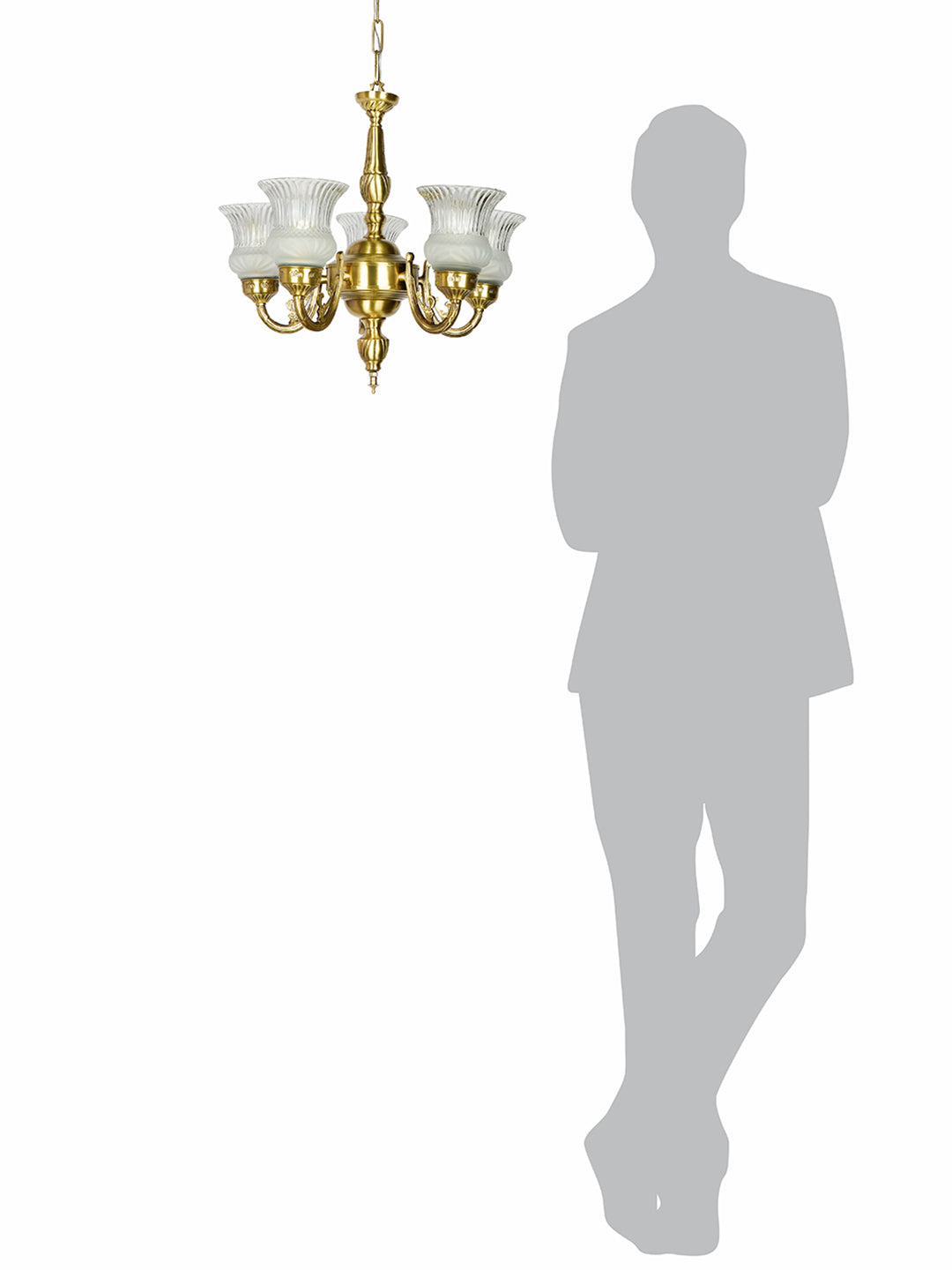 Usha 5 Light Antique Brass Chandelier