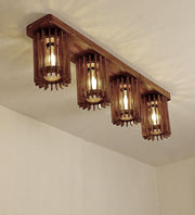 Ventus Brown Wooden 4 Series Ceiling Lamp