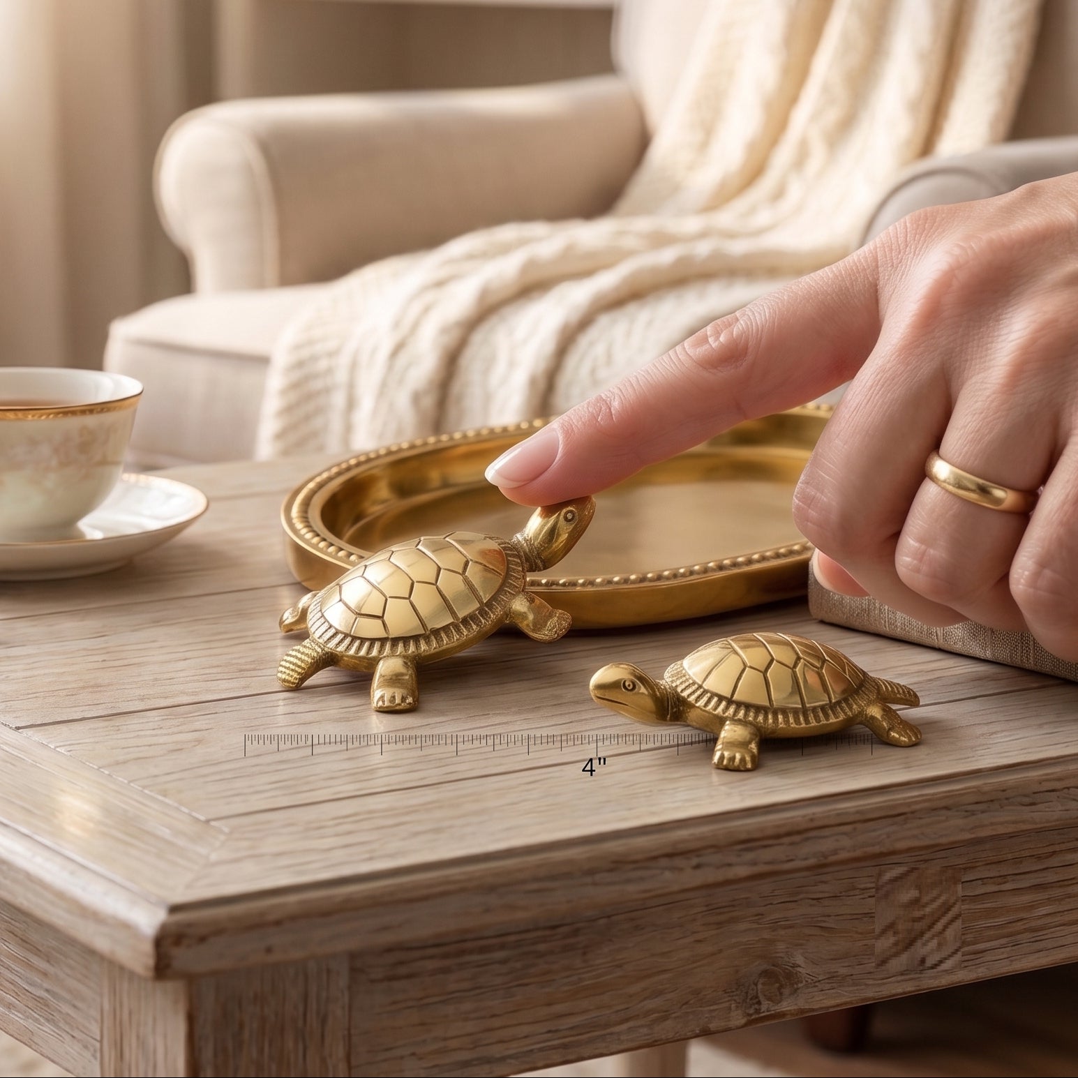 Prosperity And Luck Rakhi Hamper With Golden Tortoise Showpiece