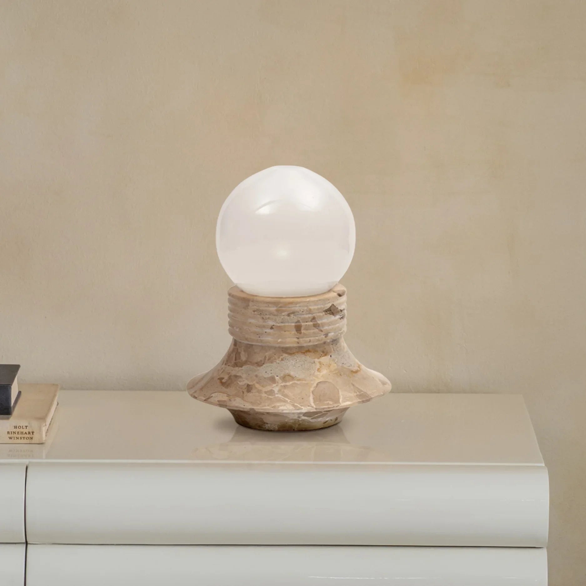 Halo Squat Table Lamp | Pnather Marble and Glass