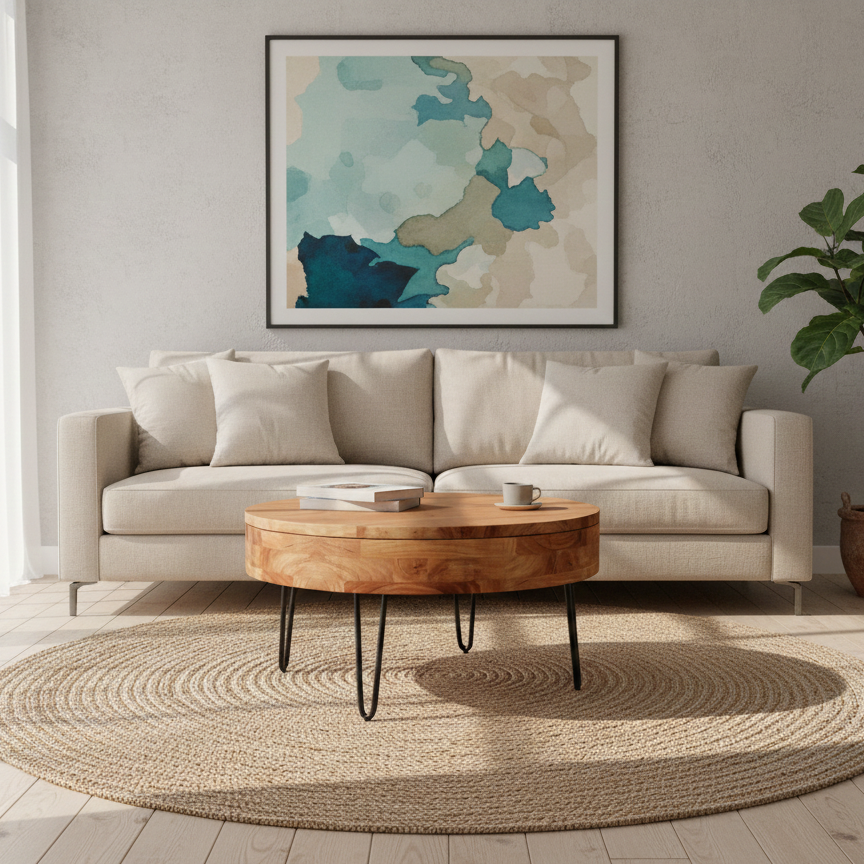 Turn Coffee Table | Acacia Wood, Stainless Steel