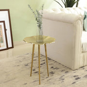 Designer Canopy Leaf Side Table | Gold Modern Accent Table for Living Room & Bedroom Decor