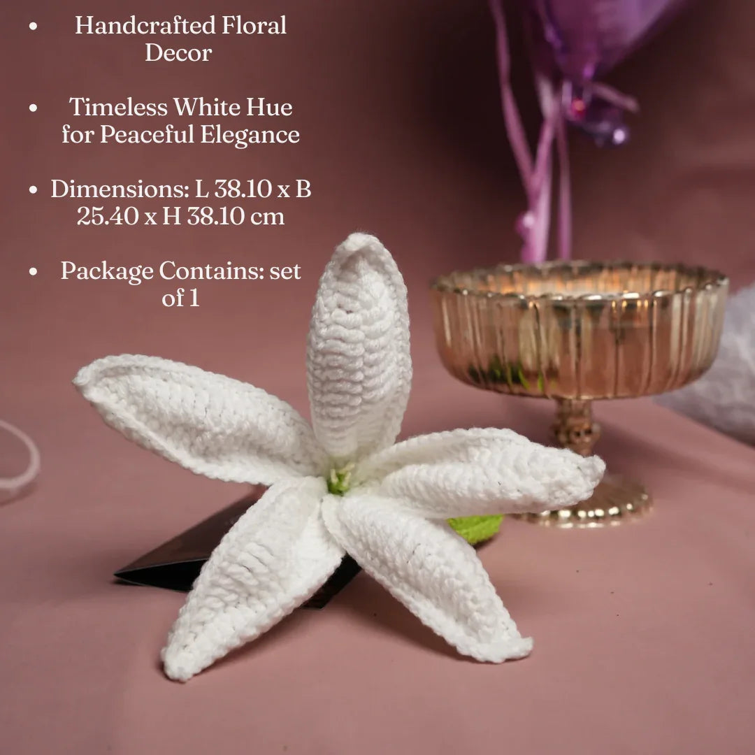 Crochet Flower Bunch | Handcrafted White Floral Arrangement for Home Décor & Gifting