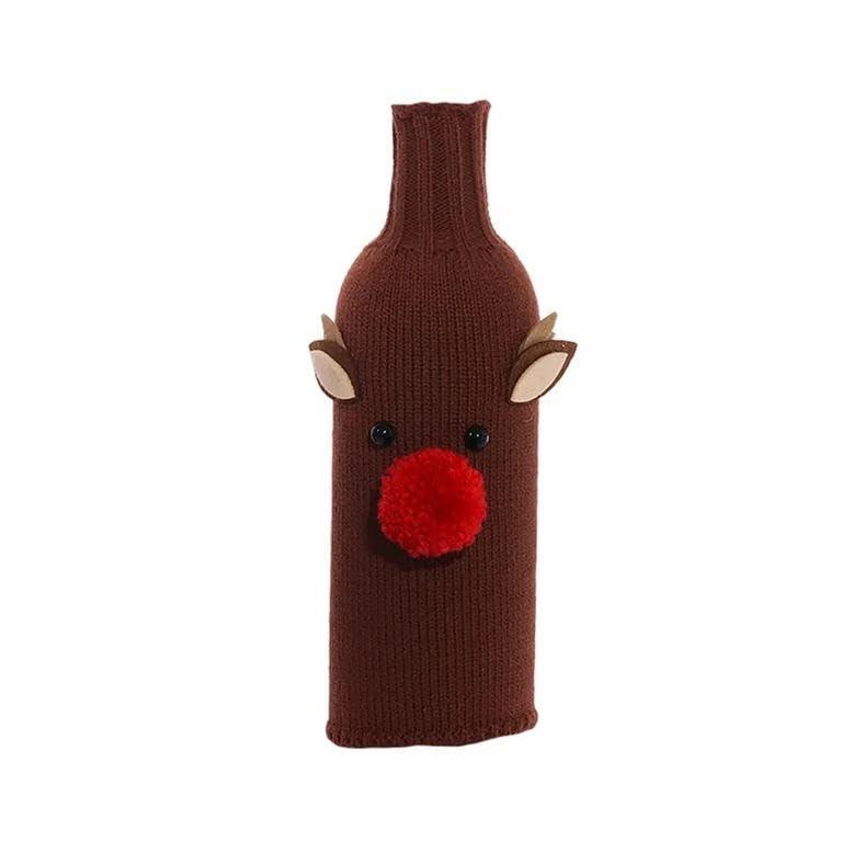 Santa And Reindeer Wine Bottle Cover Set | Santa & Reindeer Wine Bottle Wrapping Pouch