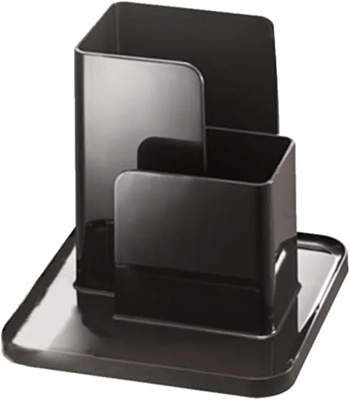 Black & White Resin Small Desk Organizer | Tabletop Storage Stand For Home