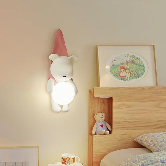 Cartoon Wall Light, LED Wall Light for Kids Room, Little Bear Wall Light, Cute Wall Light, 8W 3000K Hardwired Wall Light for Kids Room, Nursery