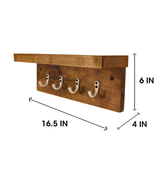 Baxter Wooden Wall Shelf Organiser With Key Holders