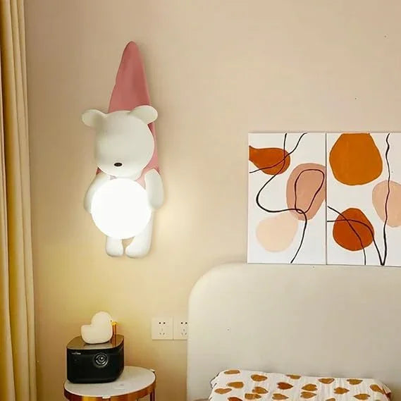 Cartoon Wall Light, LED Wall Light for Kids Room, Little Bear Wall Light, Cute Wall Light, 8W 3000K Hardwired Wall Light for Kids Room, Nursery