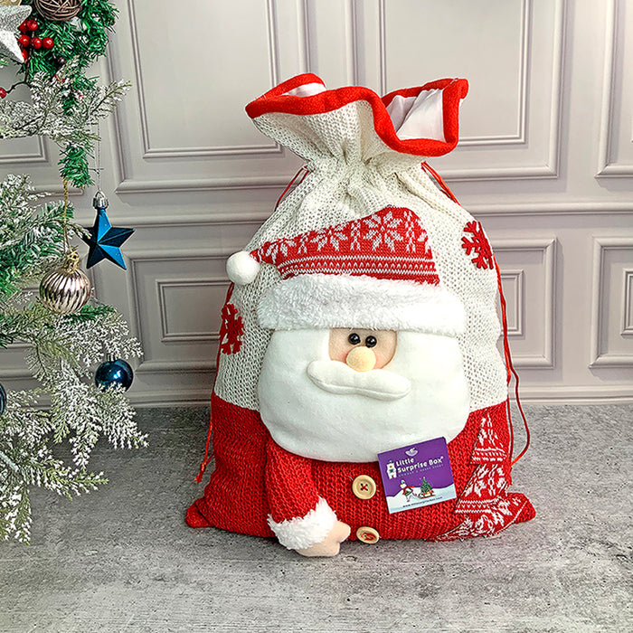 Knitted Christmas Sack for Christmas Gifts and Home Décor