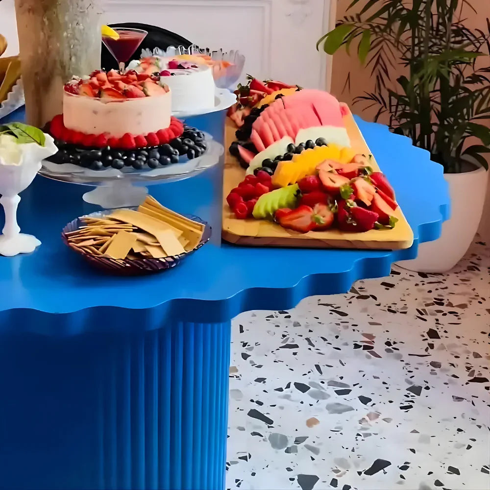 Round Design Coffee Table Child-Safe Montessori Activity Table for Kids (Blue)