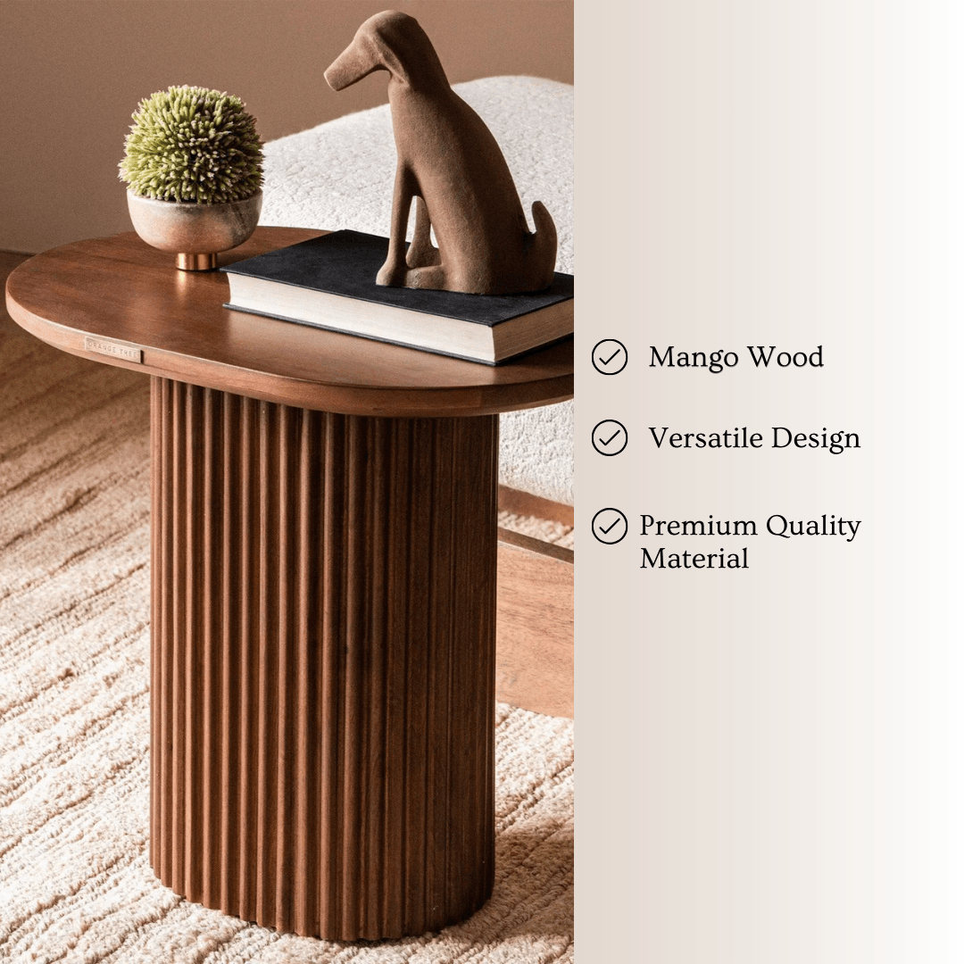 Linn Side Table & Mango Wood End Table for Living Room | Small Tea Table | Teapoy Table