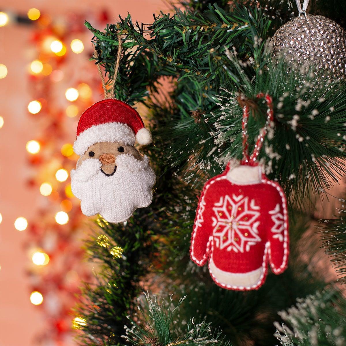 Santa Rockstar Ornaments Set of 2 | Festive Holiday Hanging