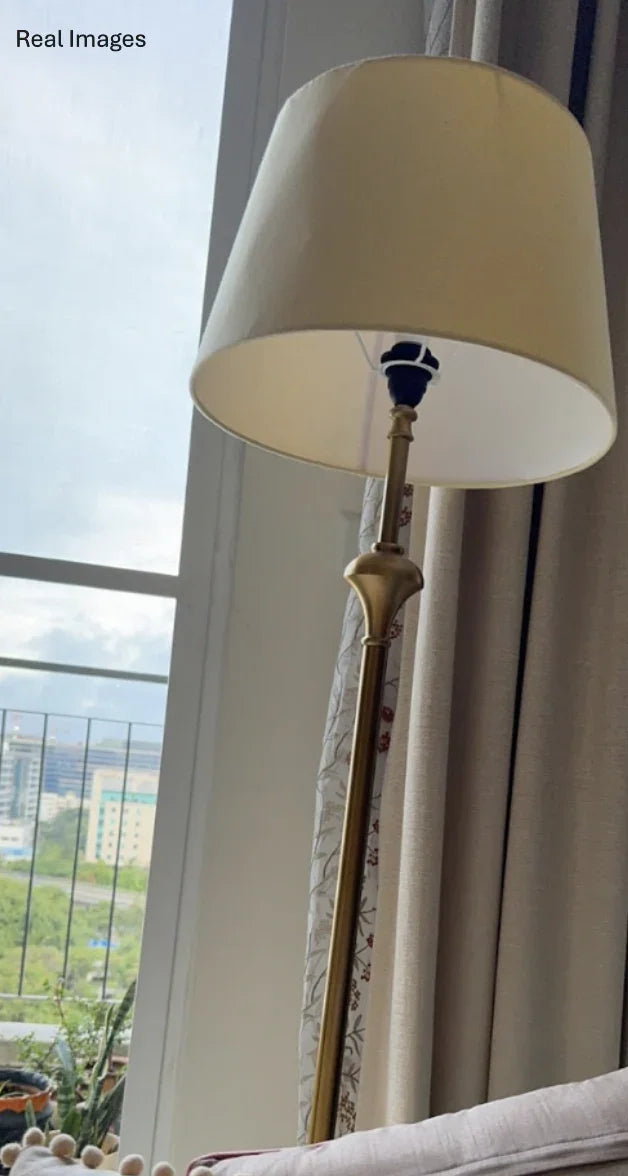 Royal Brass Antique Gold Finish Floor Lamp Standing 5ft Height with Cream Lampshade 16 inches