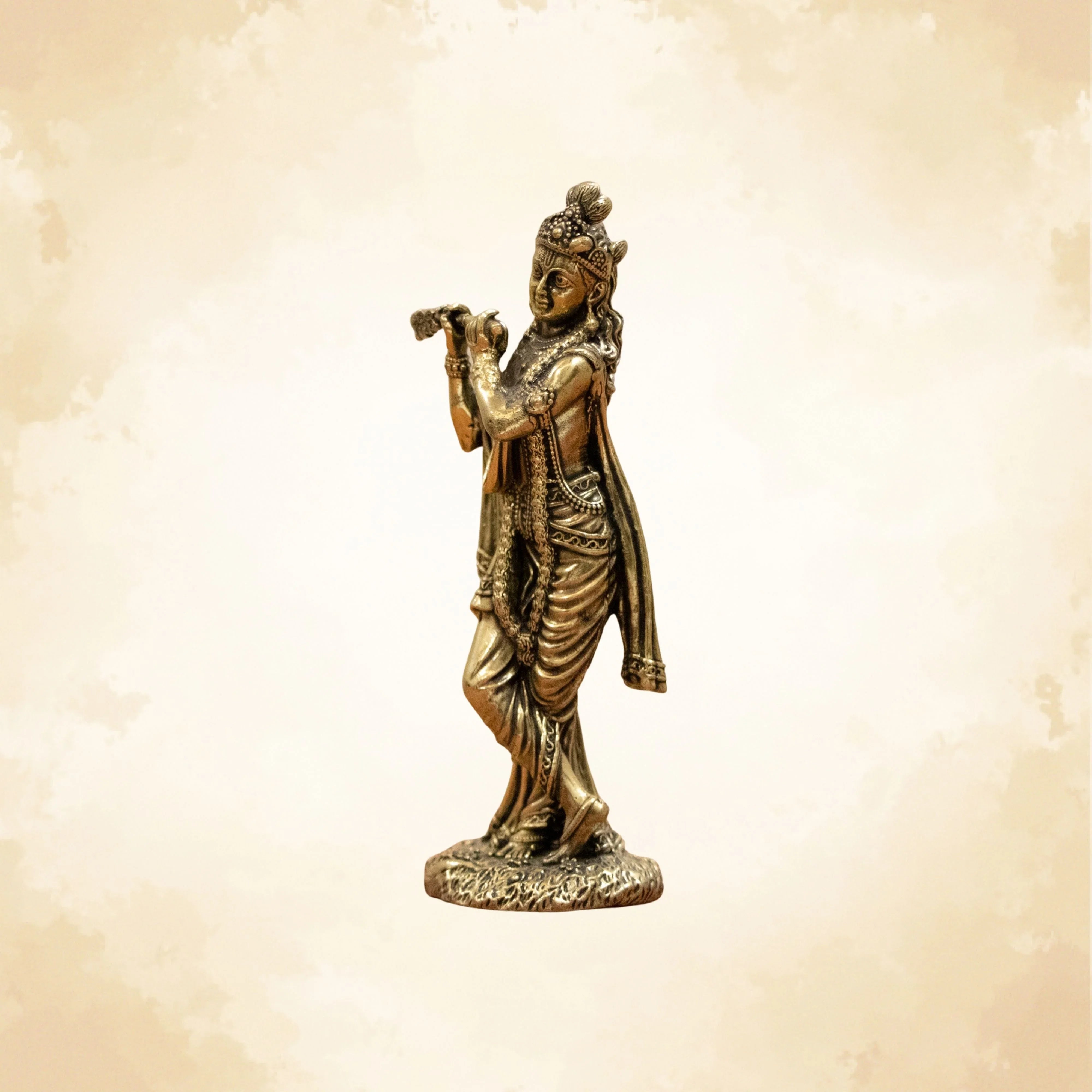Elegant Lord Krishna Brass Idol – Bring Home Divine Grace & Serenity - 8 Inches
