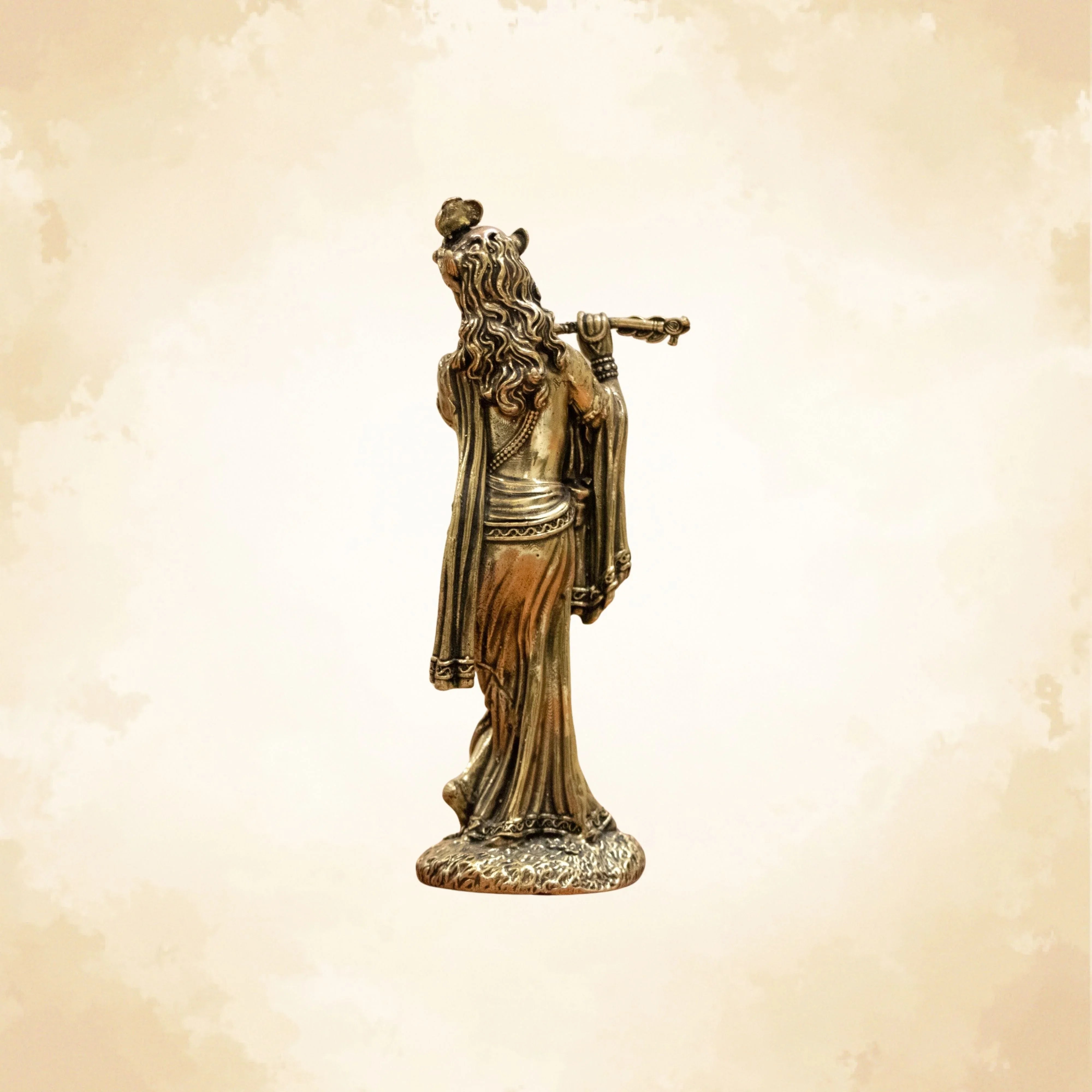 Elegant Lord Krishna Brass Idol – Bring Home Divine Grace & Serenity - 8 Inches