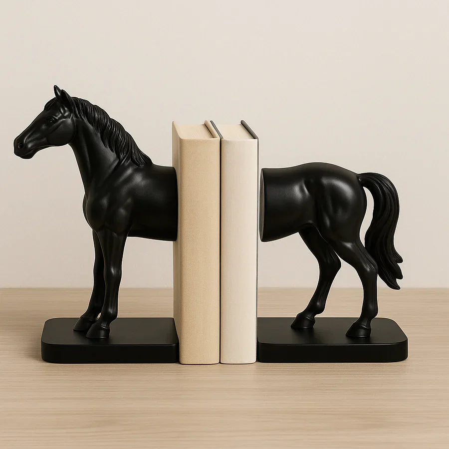 Premium Half Horse Resin Bookends | Heavy-Duty Decorative Book Holder for Shelves, Desks &amp; Tables | Artistic Book Holder