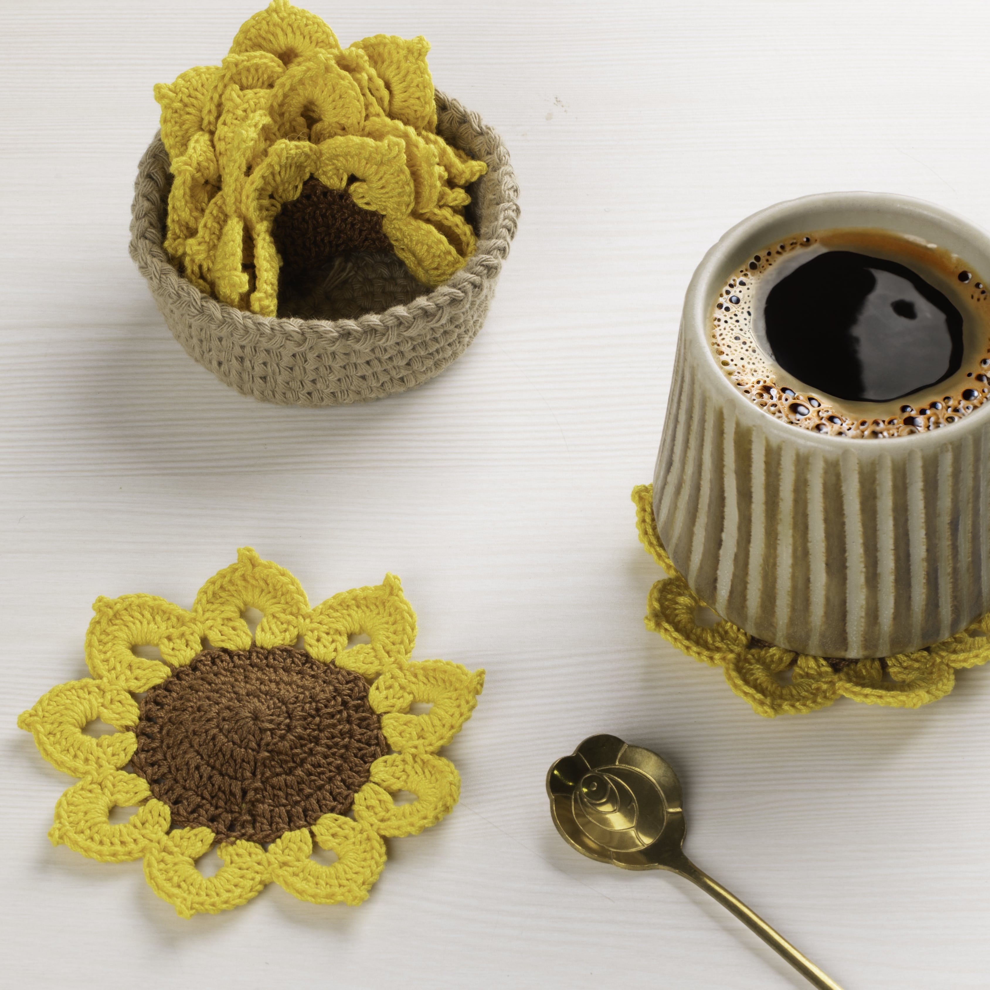 Crochet Sunflower Coasters