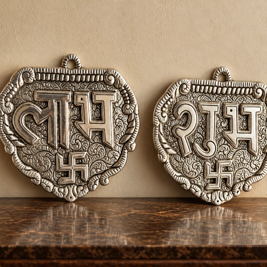 Silver Plated Palm Shape Shubh Labh