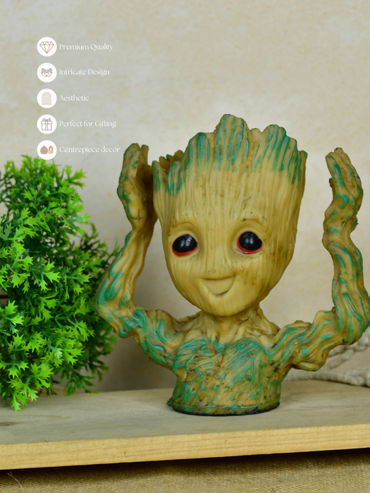 Groot Figurine Planter with Hands Up |  Artisan Home Decor & Functional Design