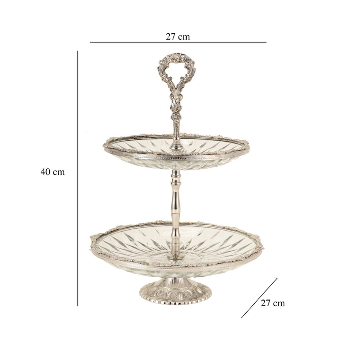 Spearhead Crystal Double Cake Stand