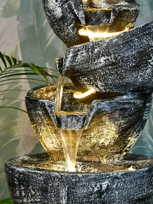 Multi-Bowl Stone Water Fountain – Cascading Waterfall Feature for Elegant Home Decor & Gifts