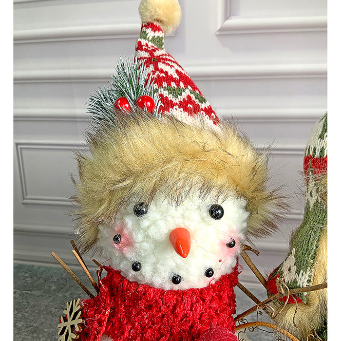 Plush Snowman Trio Family Christmas Décor for Home and Office