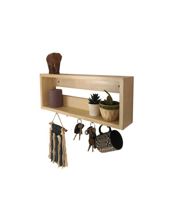 Avalon Wooden Wall Shelf Organiser With Key Holders