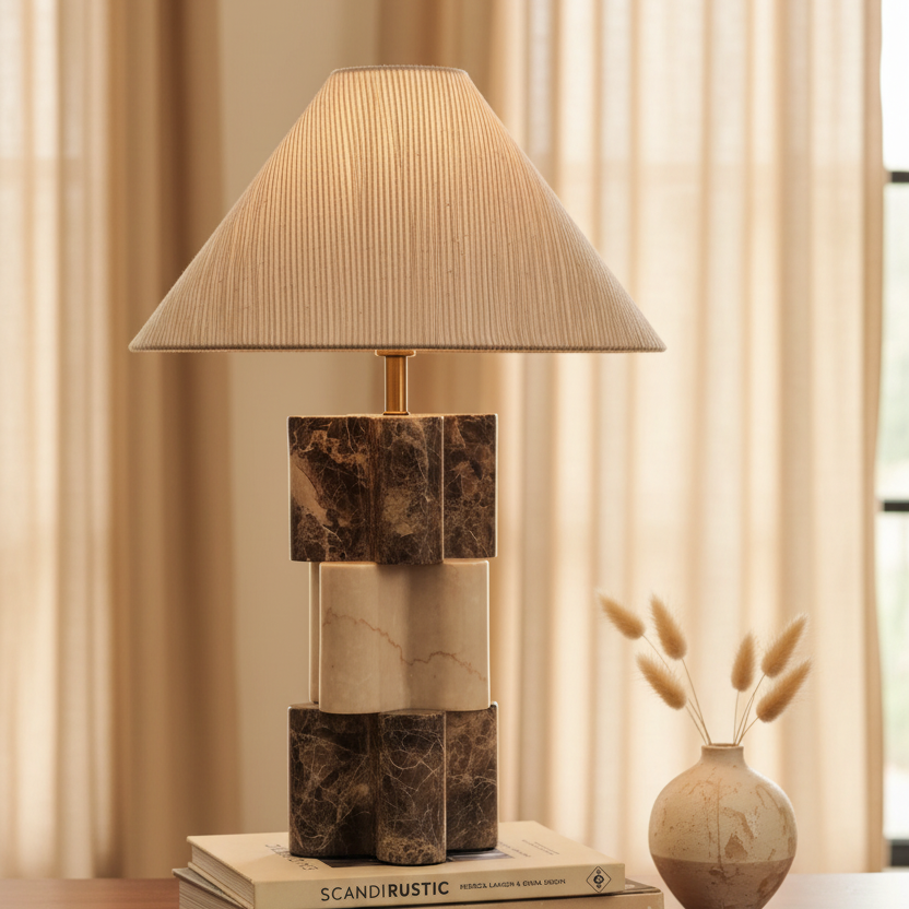 Soho - Brown Emprador / Bottocino & Linen lampshade | Table Lamp